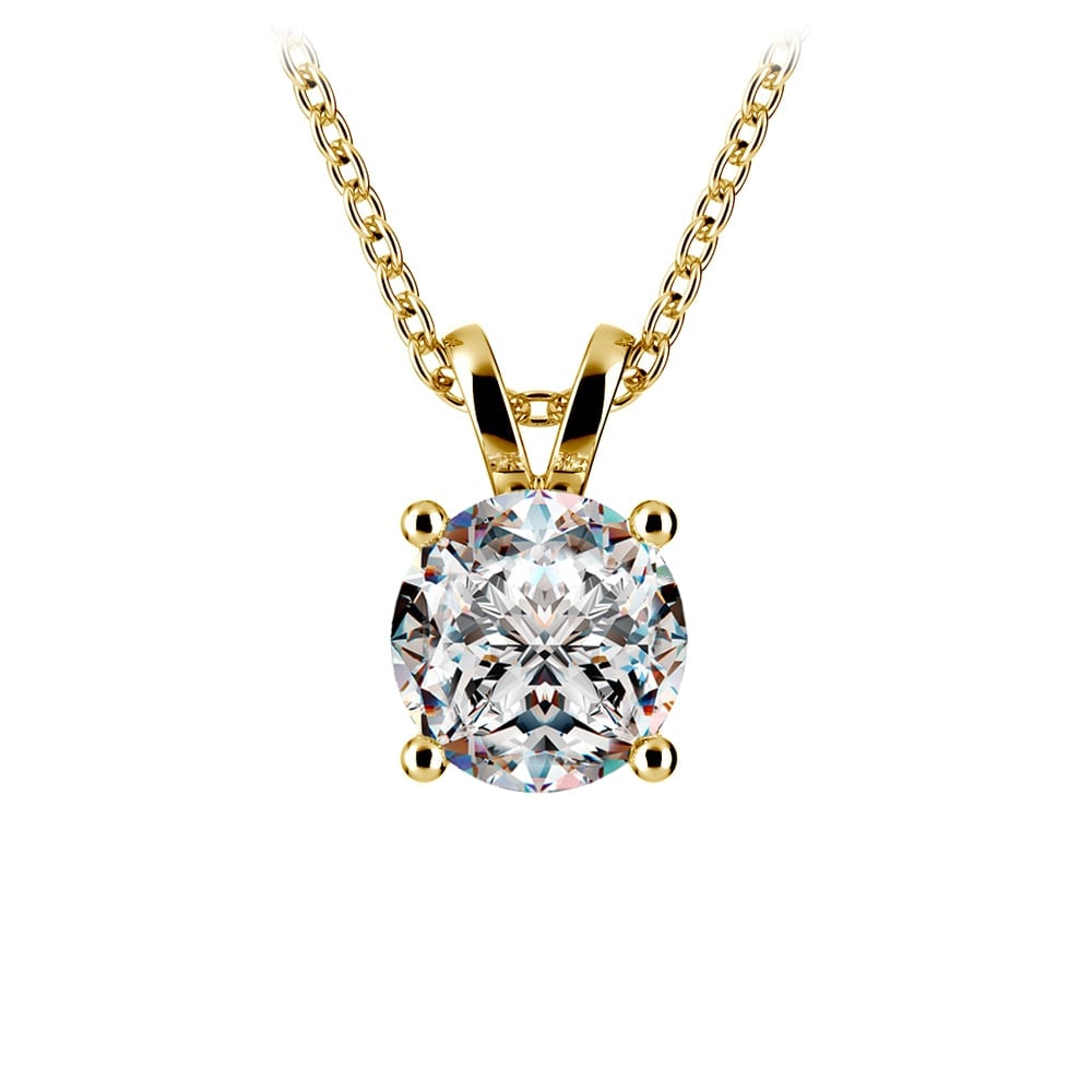 1.50 Ctw Prong Set Round Lab Grown Diamond Pendant In White /Yellow Gold G-VS - LUXGRIAL