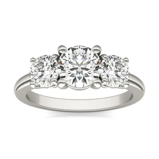 2 CTW AGI Certified Lab Grown Diamond (G-VS) Three Stone Engagement Ring in Choice of 14K Yellow or 14k White Gold - LUXGRIAL
