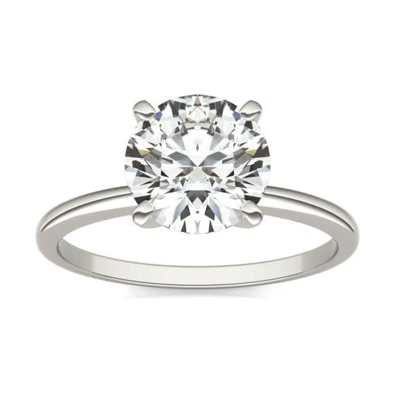2 CTW Round Lab Grown Diamond Solitaire Engagement Ring 14K White Gold (G-VS) - LUXGRIAL