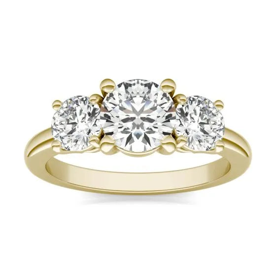 2 CTW AGI Certified Lab Grown Diamond (G-VS) Three Stone Engagement Ring in Choice of 14K Yellow or 14k White Gold - LUXGRIAL