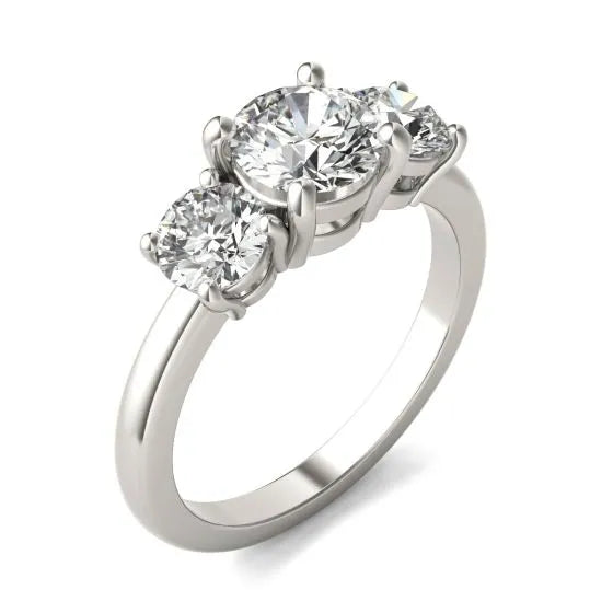 2 CTW AGI Certified Lab Grown Diamond (G-VS) Three Stone Engagement Ring in Choice of 14K Yellow or 14k White Gold - LUXGRIAL