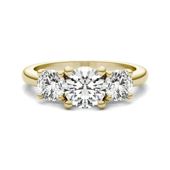 2 CTW AGI Certified Lab Grown Diamond (G-VS) Three Stone Engagement Ring in Choice of 14K Yellow or 14k White Gold - LUXGRIAL