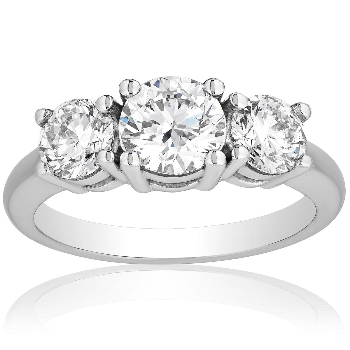 2 CTW AGI Certified Lab Grown Diamond (G-VS) Three Stone Engagement Ring in Choice of 14K Yellow or 14k White Gold - LUXGRIAL