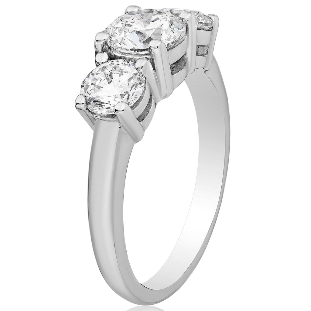 2 CTW AGI Certified Lab Grown Diamond (G-VS) Three Stone Engagement Ring in Choice of 14K Yellow or 14k White Gold - LUXGRIAL