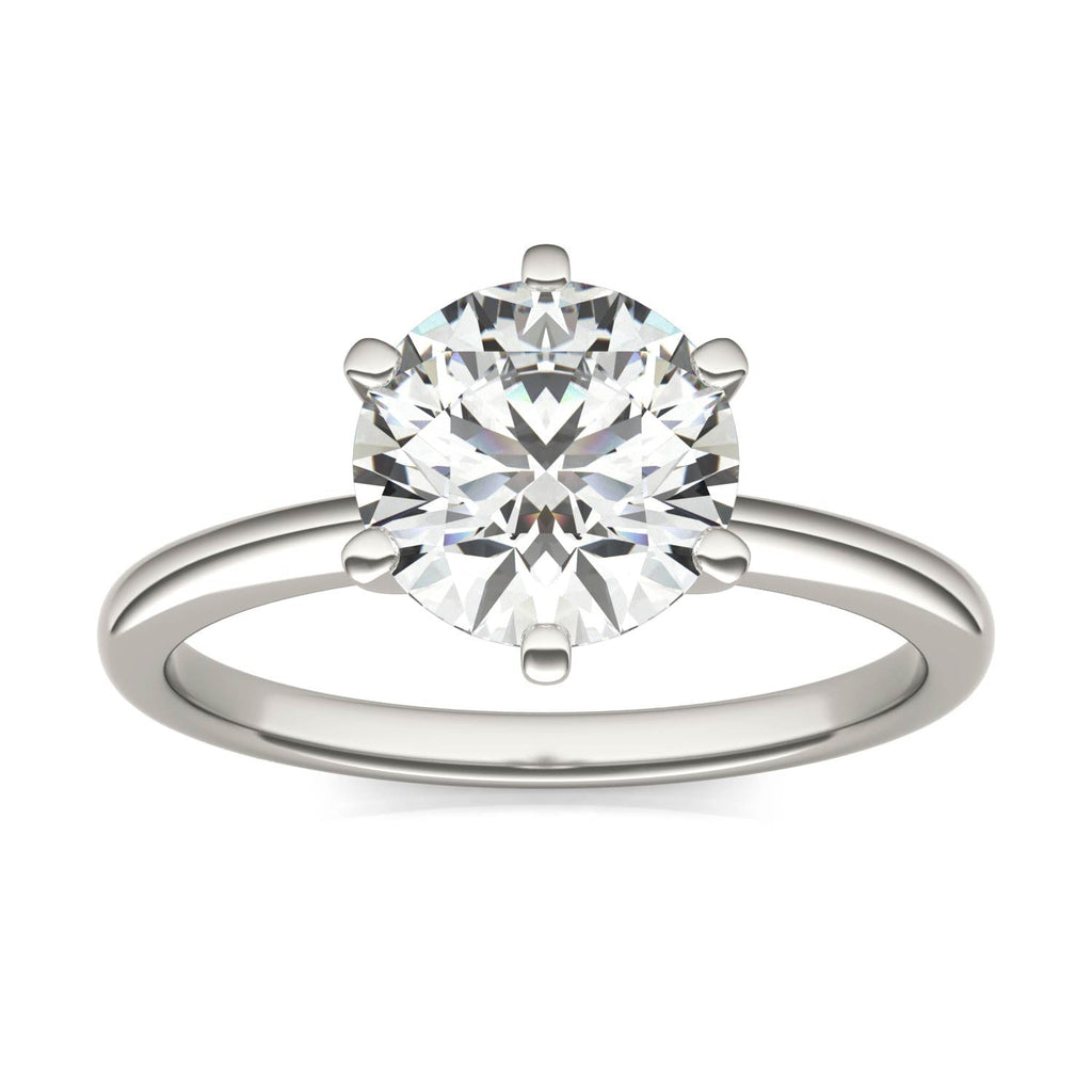 2 CTW Round Lab Grown Diamond Six Prong Solitaire Engagement Ring - G-VS Clarity, AGI Certified, 14K White Gold - LUXGRIAL