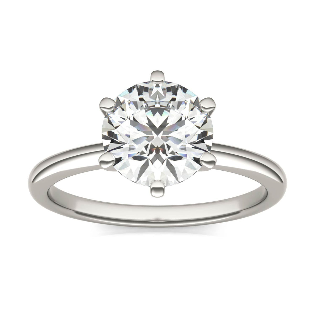 2 CTW Round Lab Grown Diamond Six Prong Solitaire Engagement Ring - G-VS Clarity, AGI Certified, 14K White Gold - LUXGRIAL
