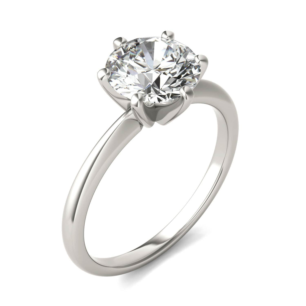 2 CTW Round Lab Grown Diamond Six Prong Solitaire Engagement Ring - G-VS Clarity, AGI Certified, 14K White Gold - LUXGRIAL