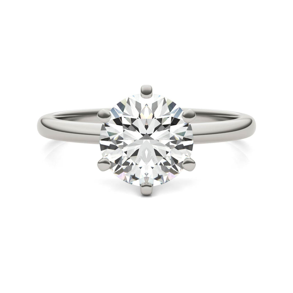 2 CTW Round Lab Grown Diamond Six Prong Solitaire Engagement Ring - G-VS Clarity, AGI Certified, 14K White Gold - LUXGRIAL