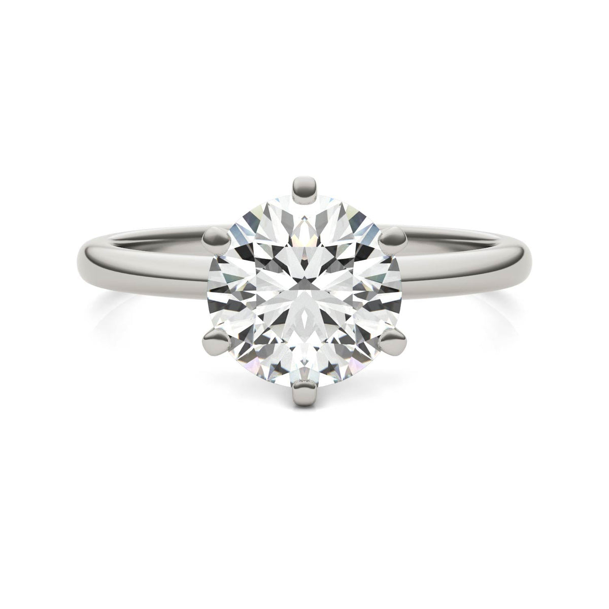 2 CTW Round Lab Grown Diamond Six Prong Solitaire Engagement Ring - G-VS Clarity, AGI Certified, 14K White Gold - LUXGRIAL