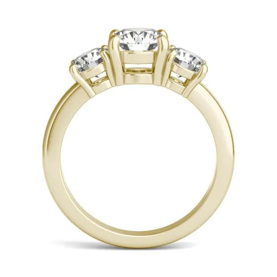2 CTW AGI Certified Lab Grown Diamond (G-VS) Three Stone Engagement Ring in Choice of 14K Yellow or 14k White Gold - LUXGRIAL