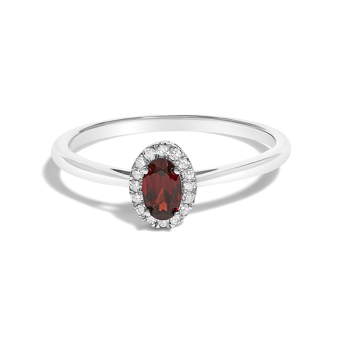 10K White Gold 5X3MM Oval Purple Amethyst and Diamond Accent Halo Ring (I-J Color, I1-I2 Clarity) - Ring Size 6.5 - LUXGRIAL