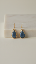 Blue Sapphire Drop Earrings In Gold