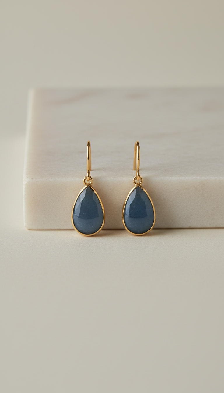 Blue Sapphire Drop Earrings In Gold