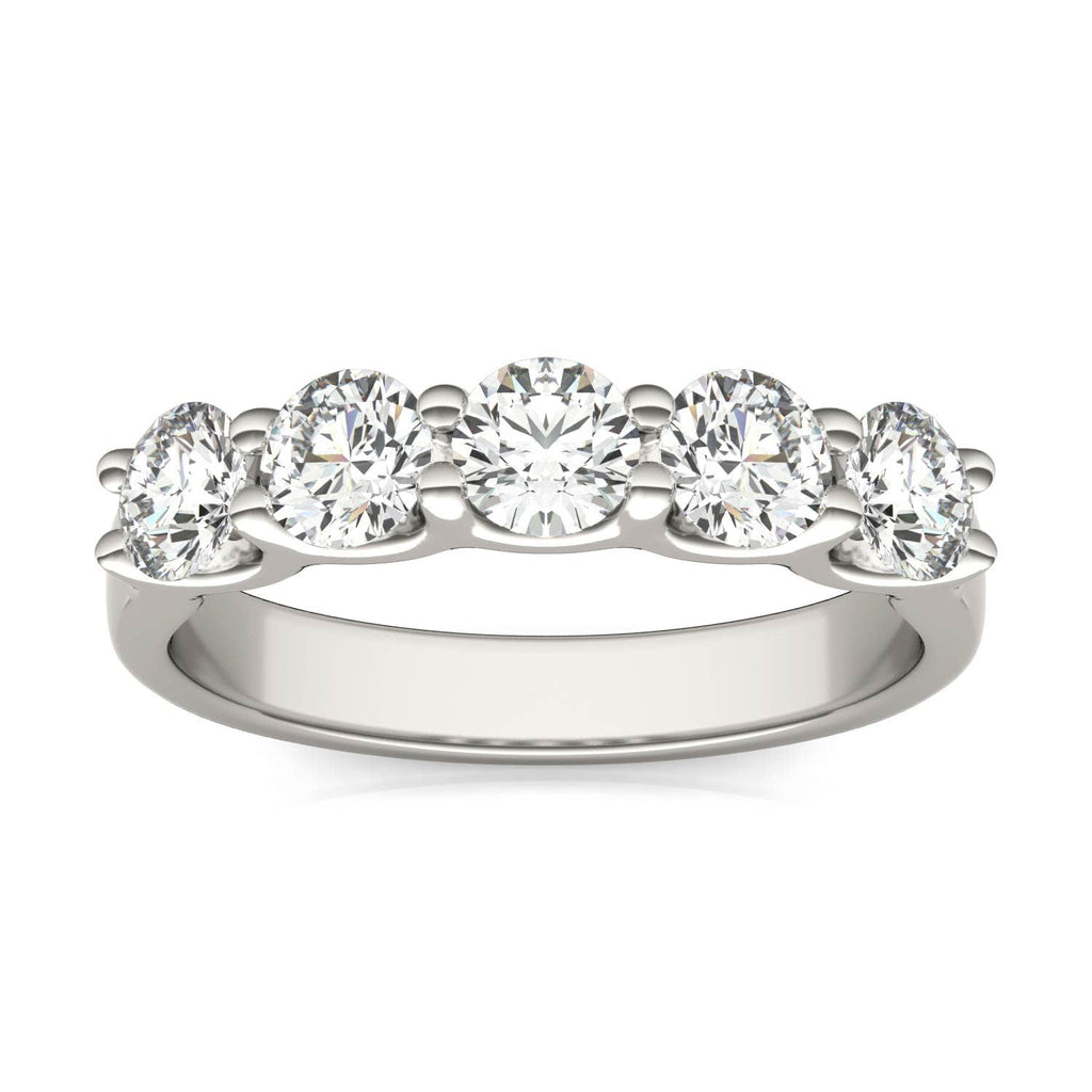 AGI Certified 1 1/4 CTW Round Lab Grown Diamond (G/VS) Five Stone Anniversary Band in 14K White Gold - LUXGRIAL