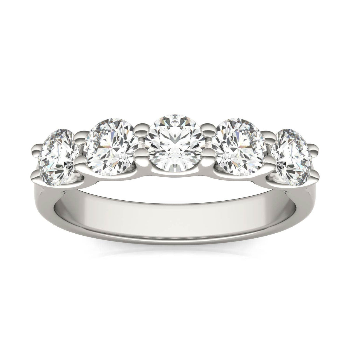 AGI Certified 1 1/4 CTW Round Lab Grown Diamond (G/VS) Five Stone Anniversary Band in 14K White Gold - LUXGRIAL