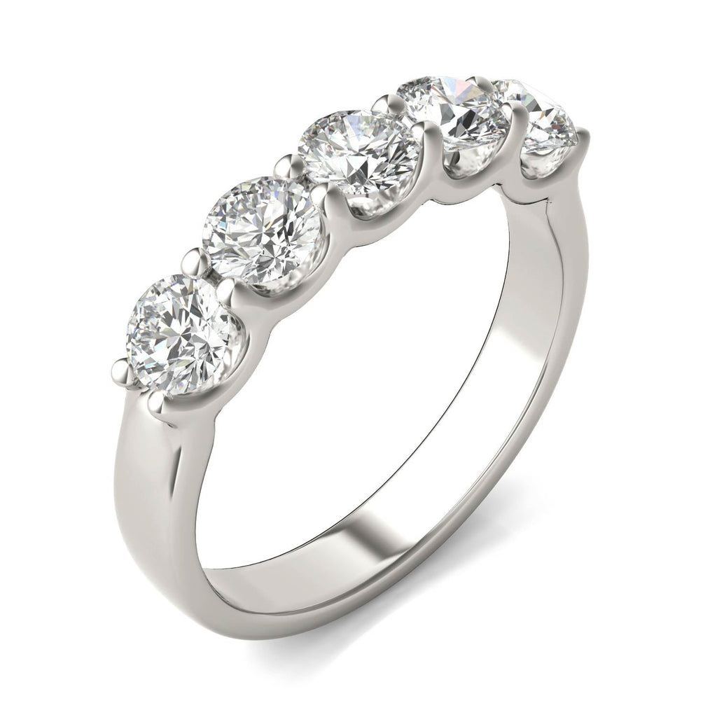 AGI Certified 1 1/4 CTW Round Lab Grown Diamond (G/VS) Five Stone Anniversary Band in 14K White Gold - LUXGRIAL