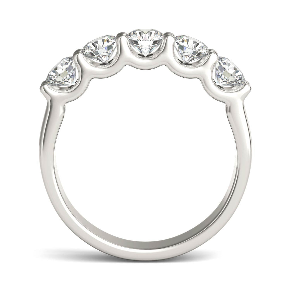 AGI Certified 1 1/4 CTW Round Lab Grown Diamond (G/VS) Five Stone Anniversary Band in 14K White Gold - LUXGRIAL