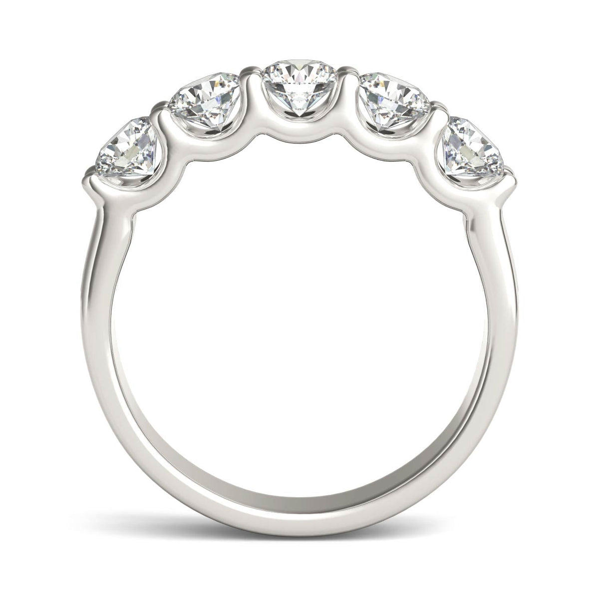 AGI Certified 1 1/4 CTW Round Lab Grown Diamond (G/VS) Five Stone Anniversary Band in 14K White Gold - LUXGRIAL