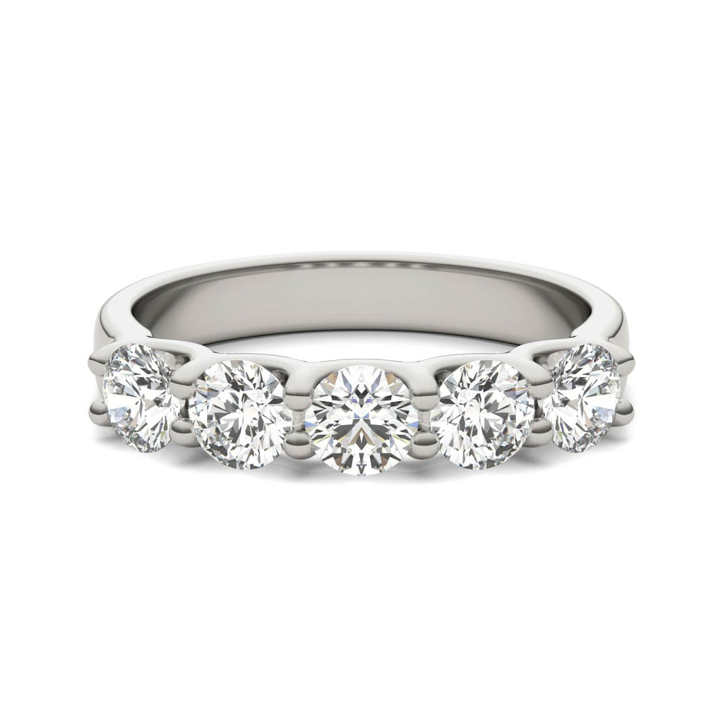 AGI Certified 1 1/4 CTW Round Lab Grown Diamond (G/VS) Five Stone Anniversary Band in 14K White Gold - LUXGRIAL