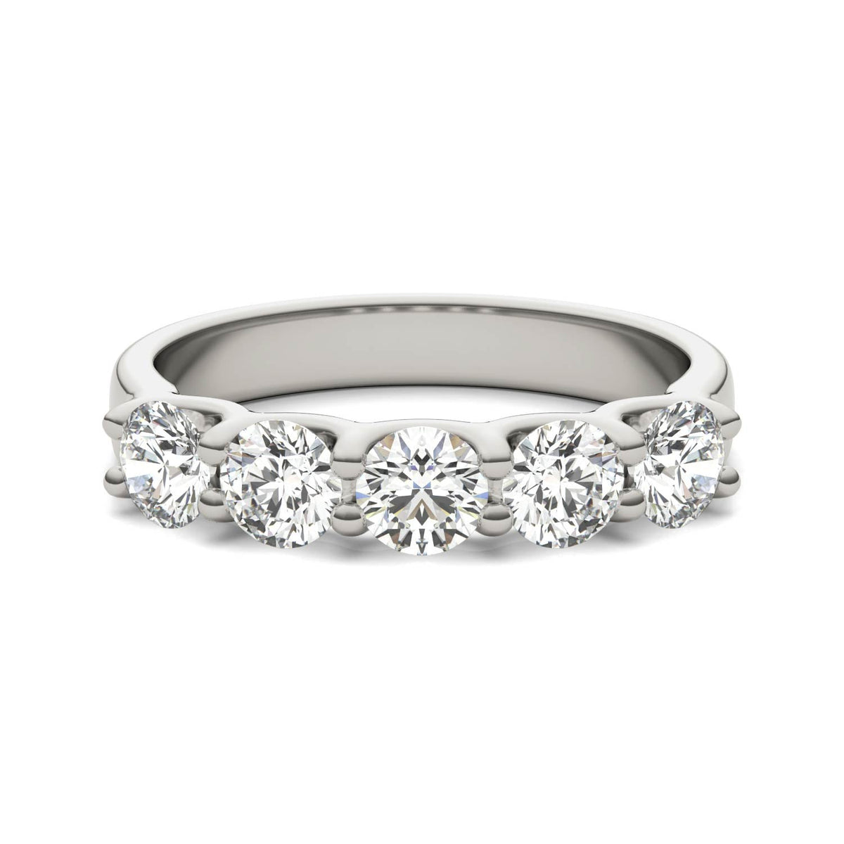 AGI Certified 1 1/4 CTW Round Lab Grown Diamond (G/VS) Five Stone Anniversary Band in 14K White Gold - LUXGRIAL