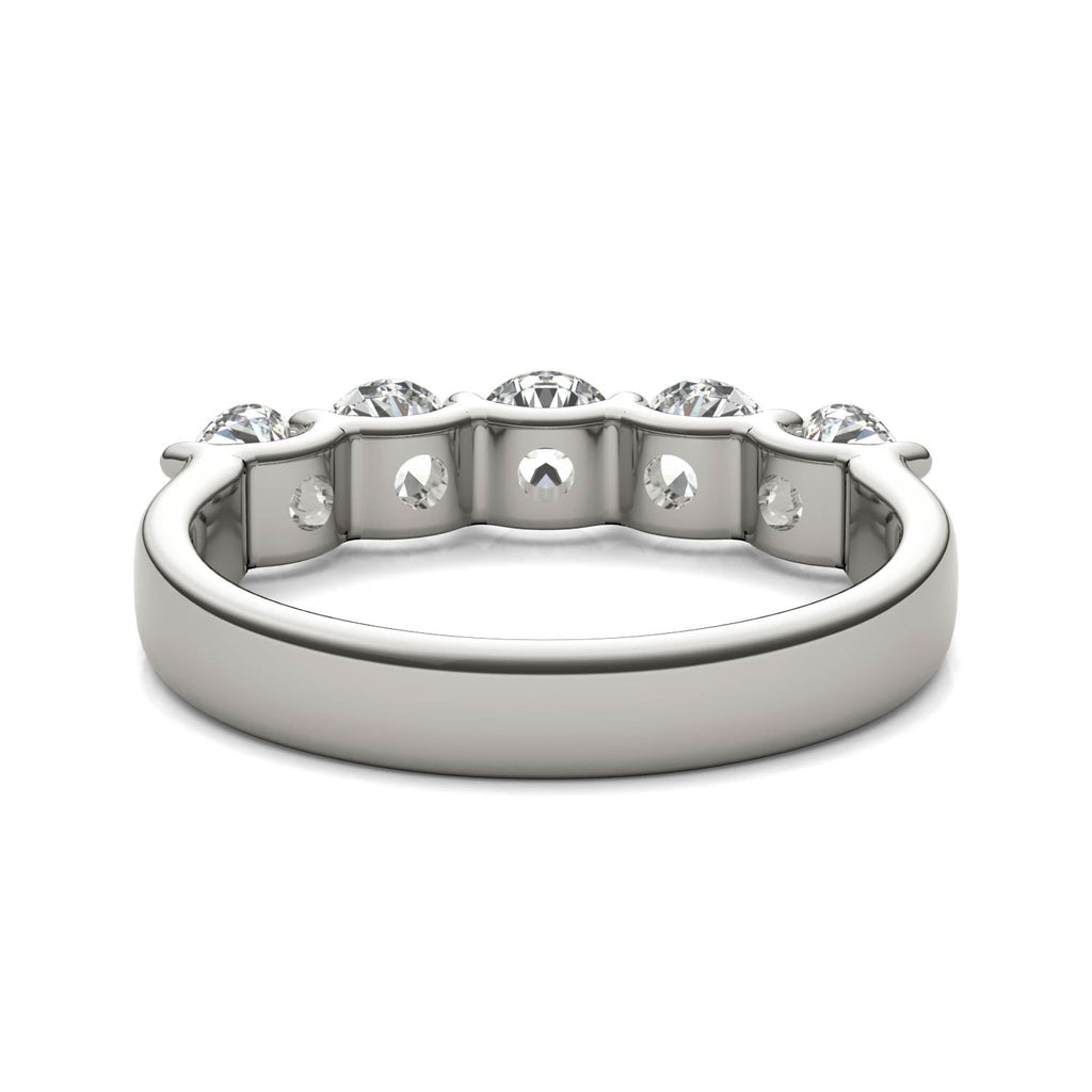AGI Certified 1 1/4 CTW Round Lab Grown Diamond (G/VS) Five Stone Anniversary Band in 14K White Gold - LUXGRIAL