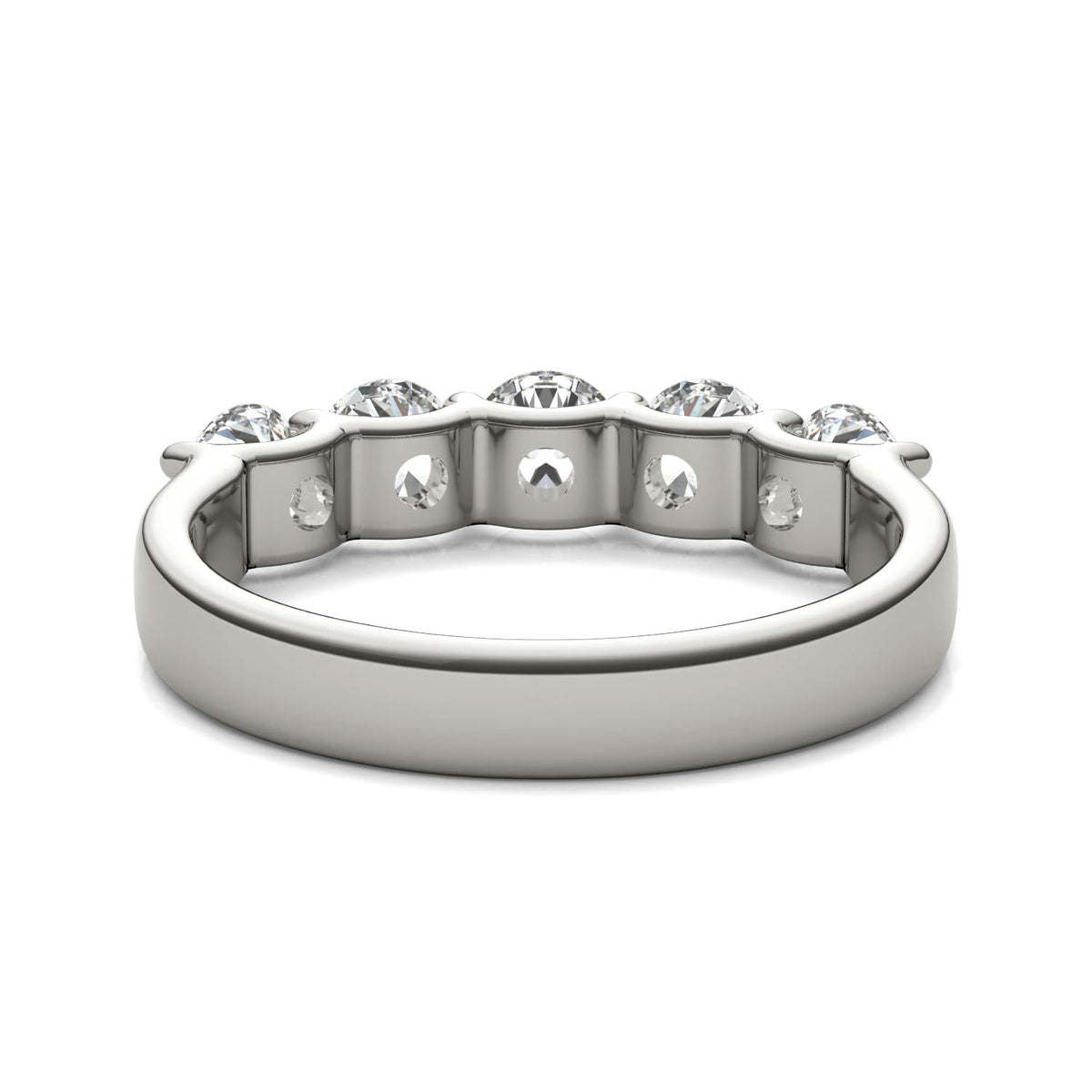 AGI Certified 1 1/4 CTW Round Lab Grown Diamond (G/VS) Five Stone Anniversary Band in 14K White Gold - LUXGRIAL