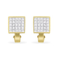 14K Yellow Gold 3-1/5 Cttw Princess Cut Diamond Â¾ Square Invisible Set Grid Huggy Style Omega Back Stud Earrings (G-H Color, VS1-VS2 Clarity)