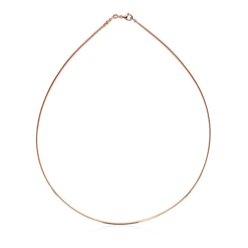 14k Rose Gold Necklace in a Round Omega Chain Style - LUXGRIAL