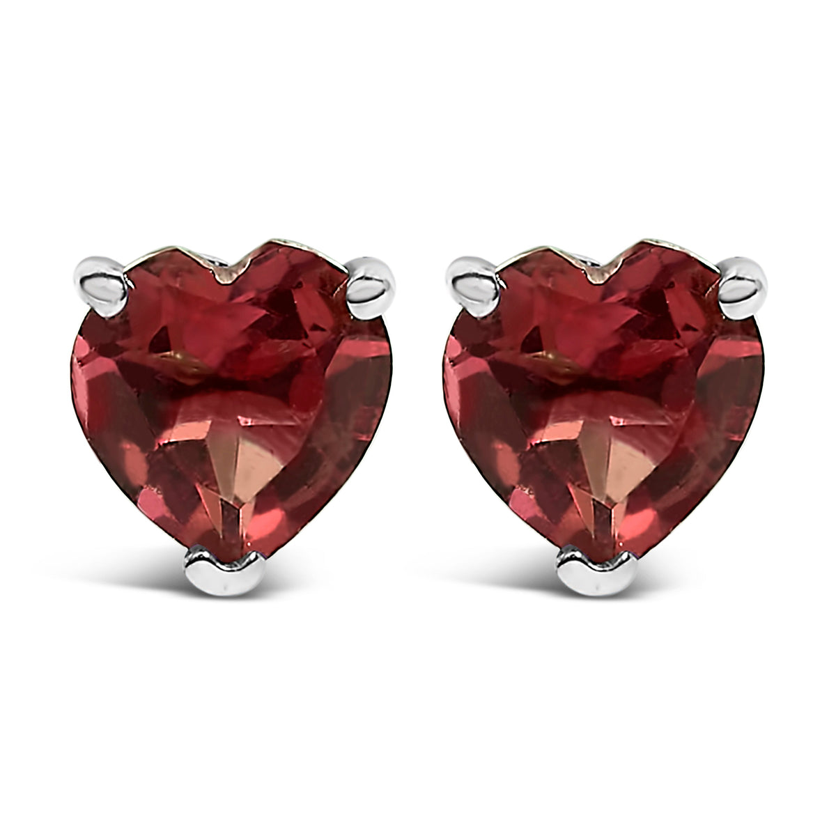 14K White Gold 5MM Heart Cut Purple Amethyst Solitaire Stud Earrings - LUXGRIAL