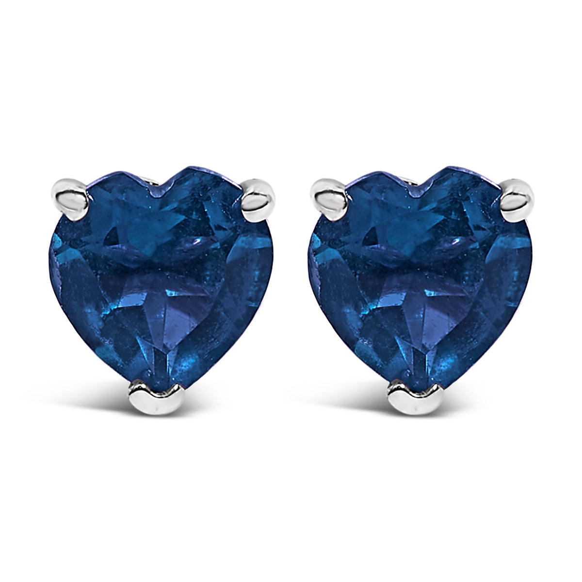 14K White Gold 5MM Heart Cut Purple Amethyst Solitaire Stud Earrings - LUXGRIAL
