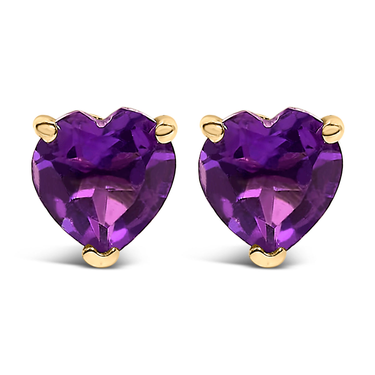 14K White Gold 5MM Heart Cut Purple Amethyst Solitaire Stud Earrings - LUXGRIAL
