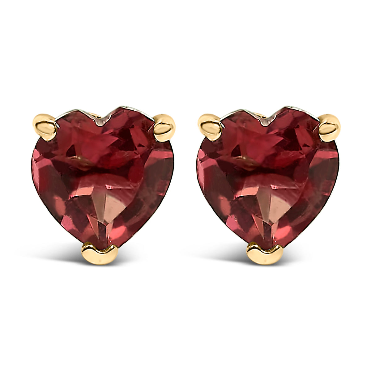 14K White Gold 5MM Heart Cut Purple Amethyst Solitaire Stud Earrings - LUXGRIAL