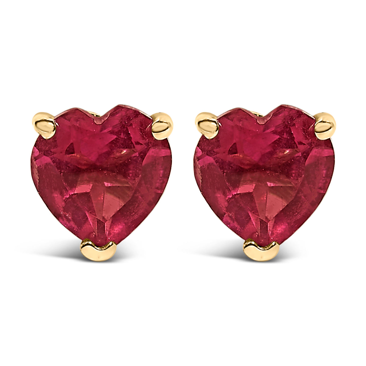 14K White Gold 5MM Heart Cut Purple Amethyst Solitaire Stud Earrings - LUXGRIAL