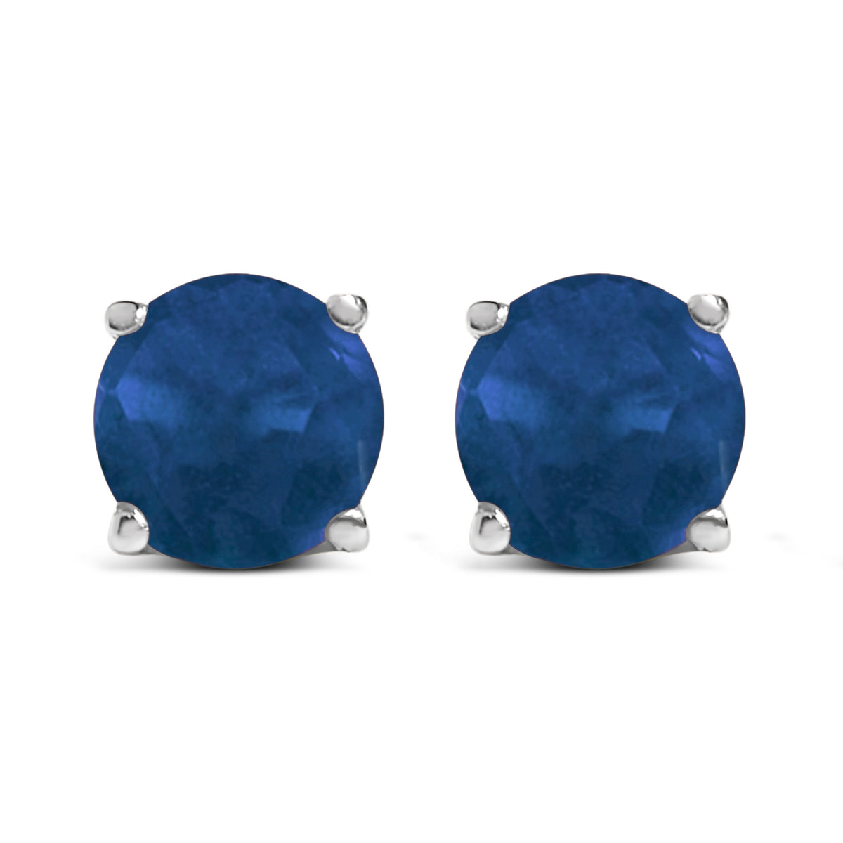 14K White Gold 5X5MM Round Purple Amethyst Solitaire Stud Earrings - LUXGRIAL