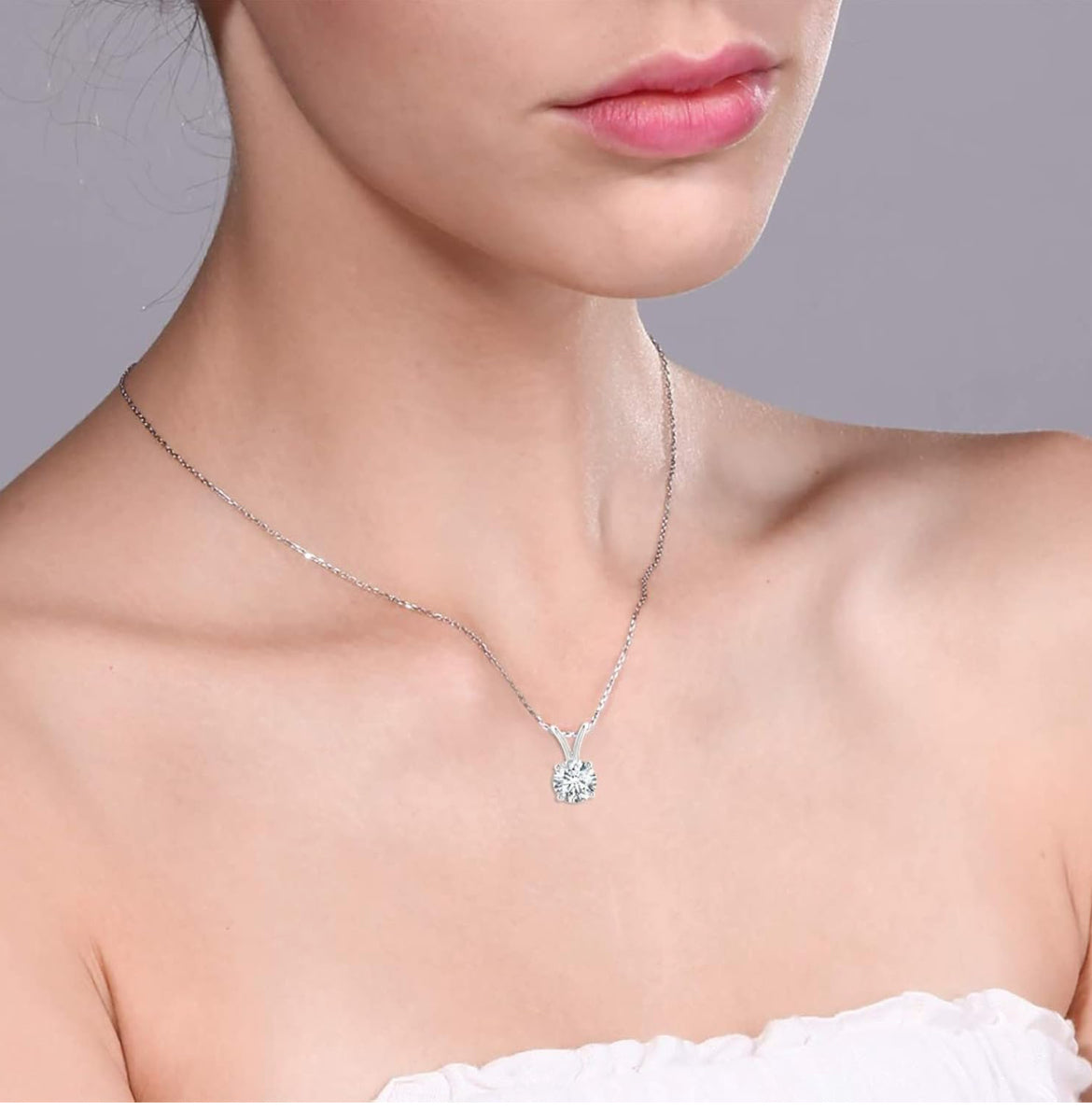 1.00 CTW AGI Certified Lab Grown Diamond Pendant - G/VS Clarity Round Cut in Choice of 14K White or Yellow Gold - LUXGRIAL