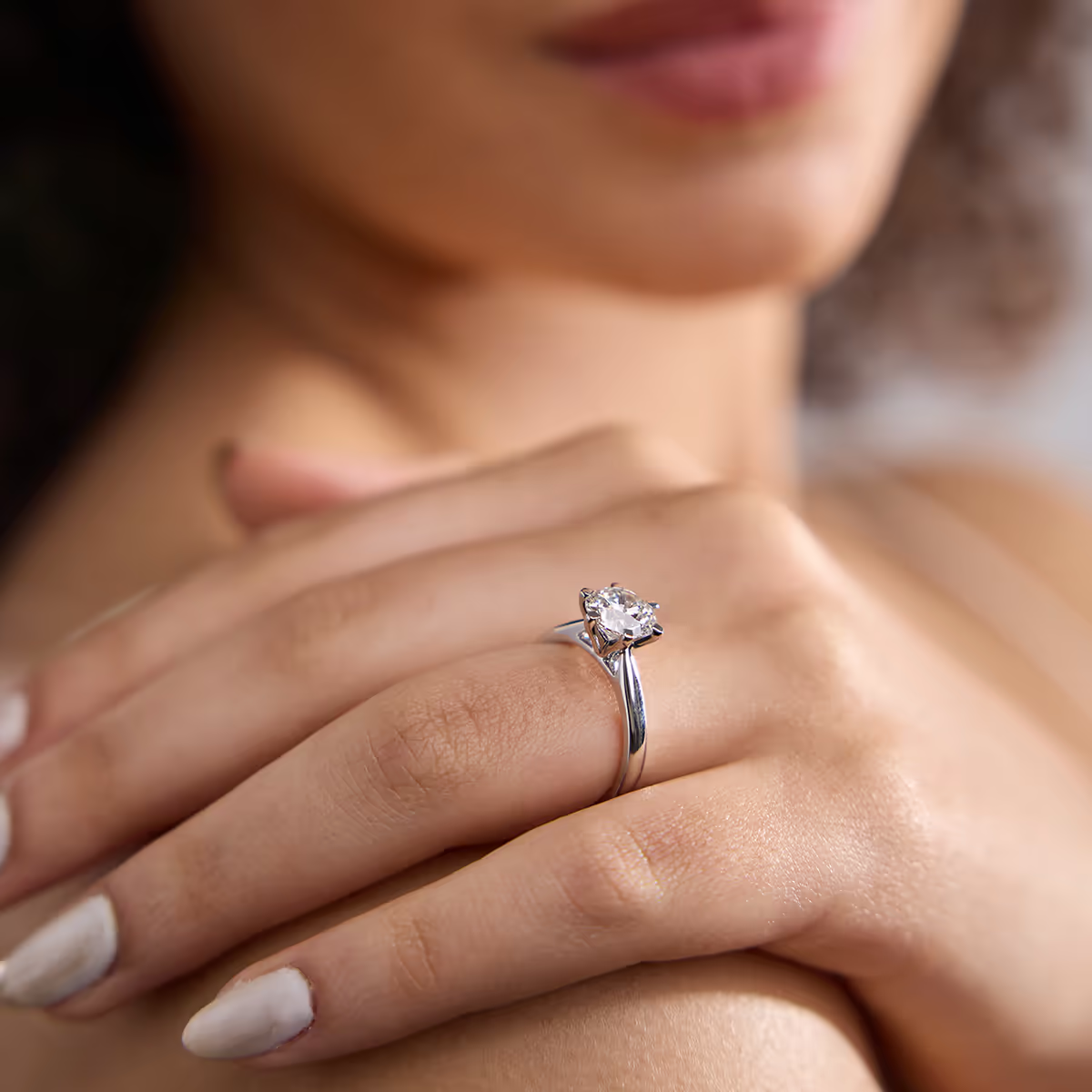 2 CTW Round Lab Grown Diamond Six Prong Solitaire Engagement Ring - G-VS Clarity, AGI Certified, 14K White Gold - LUXGRIAL