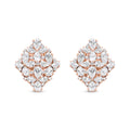 18K Rose Gold 8 1/3 Cttw Pear and Round Diamond Floral Cluster Omega Earrings (F-G Color, VS1-VS2 Clarity)