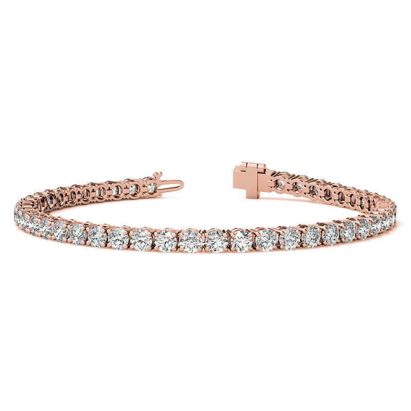 Set of Three 6ctw Created Moissanite Tennis Bracelets – 3mm Stones – 14K Gold Overlay in White, Yellow & Rose Gold - LUXGRIAL