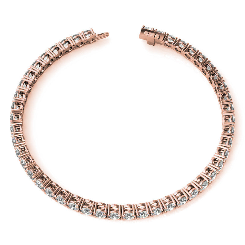 Set of Three 6ctw Created Moissanite Tennis Bracelets – 3mm Stones – 14K Gold Overlay in White, Yellow & Rose Gold - LUXGRIAL