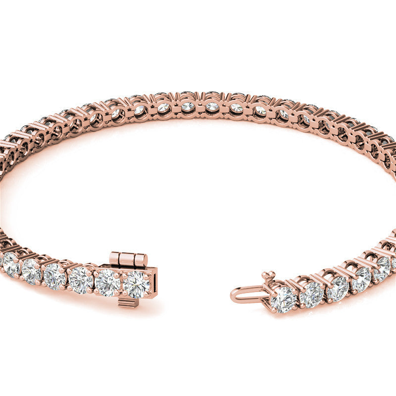 Set of Three 6ctw Created Moissanite Tennis Bracelets – 3mm Stones – 14K Gold Overlay in White, Yellow & Rose Gold - LUXGRIAL