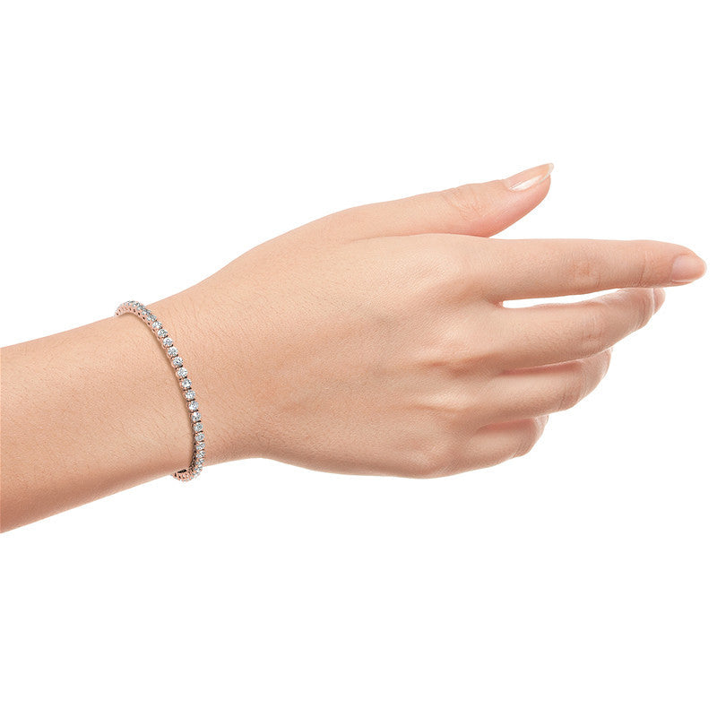 Set of Three 6ctw Created Moissanite Tennis Bracelets – 3mm Stones – 14K Gold Overlay in White, Yellow & Rose Gold - LUXGRIAL