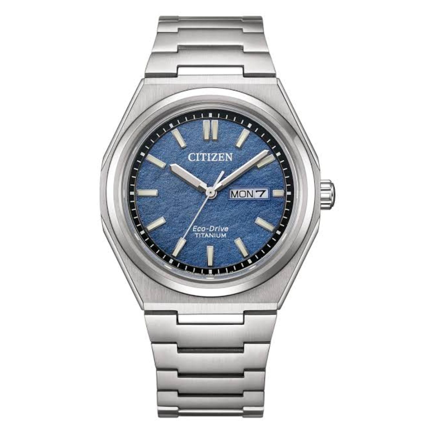Citizen Men's Zenshin Quartz Watch – Blue Dial, Silver Bracelet, 40mm