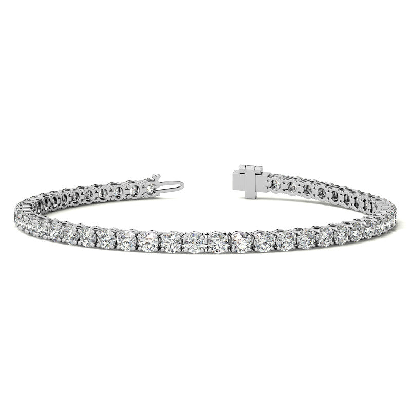 Set of Three 6ctw Created Moissanite Tennis Bracelets – 3mm Stones – 14K Gold Overlay in White, Yellow & Rose Gold - LUXGRIAL
