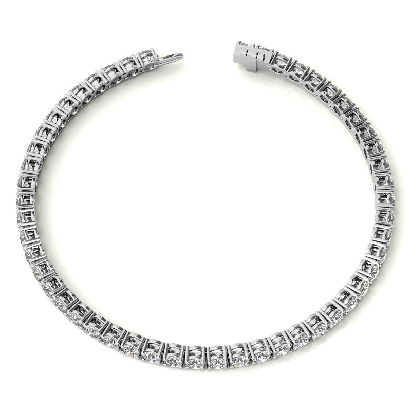 Set of Three 6ctw Created Moissanite Tennis Bracelets – 3mm Stones – 14K Gold Overlay in White, Yellow & Rose Gold - LUXGRIAL