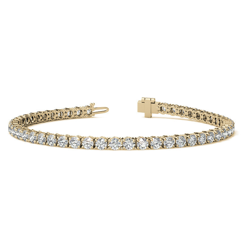 Set of Three 6ctw Created Moissanite Tennis Bracelets – 3mm Stones – 14K Gold Overlay in White, Yellow & Rose Gold - LUXGRIAL