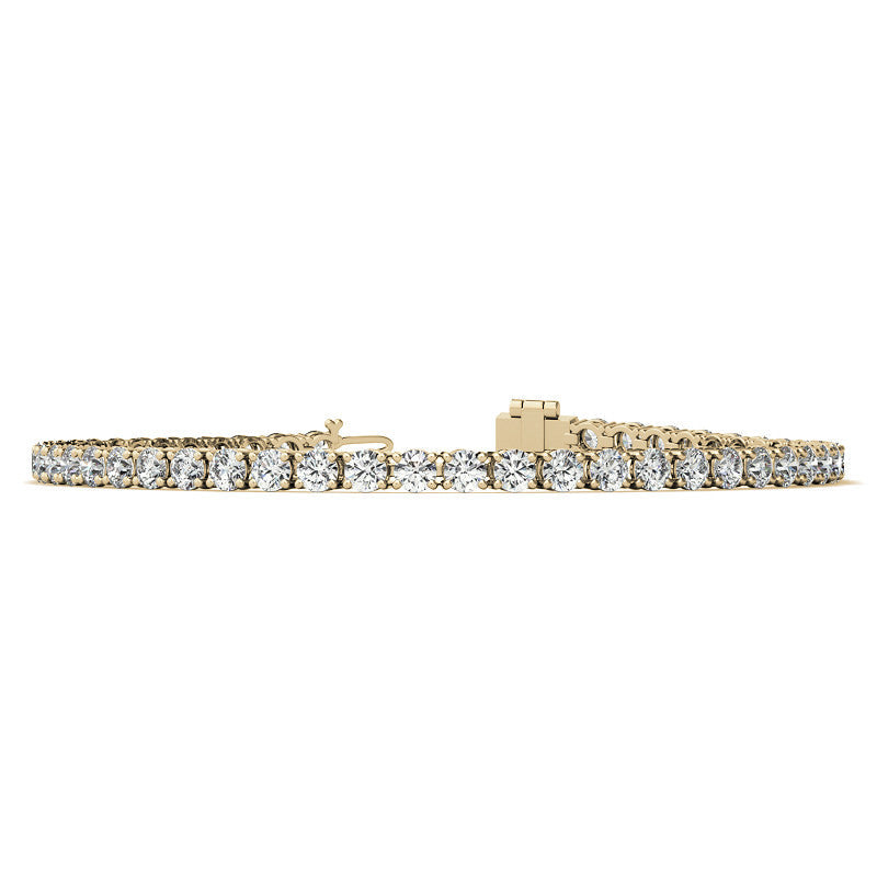 Set of Three 6ctw Created Moissanite Tennis Bracelets – 3mm Stones – 14K Gold Overlay in White, Yellow & Rose Gold - LUXGRIAL
