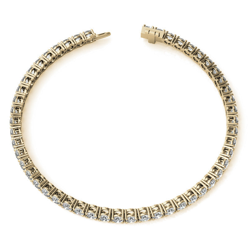 Set of Three 6ctw Created Moissanite Tennis Bracelets – 3mm Stones – 14K Gold Overlay in White, Yellow & Rose Gold - LUXGRIAL