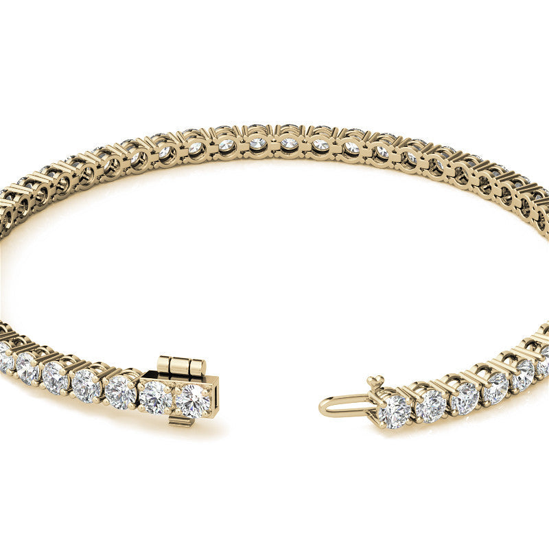 Set of Three 6ctw Created Moissanite Tennis Bracelets – 3mm Stones – 14K Gold Overlay in White, Yellow & Rose Gold - LUXGRIAL