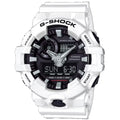Casio Men's G-Shock GA-700 Series Quartz Watch – Black Dial, White Strap, 53mm