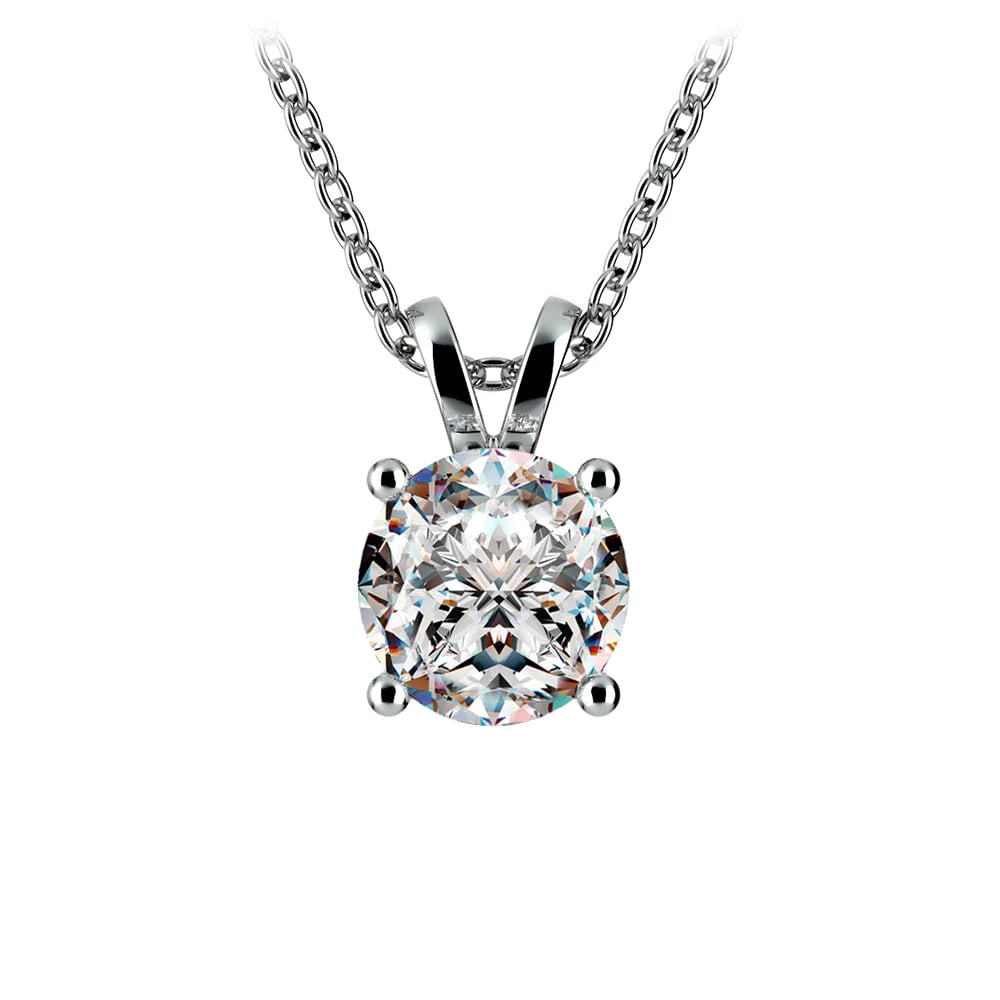 1.50 Ctw Prong Set Round Lab Grown Diamond Pendant In White /Yellow Gold G-VS - LUXGRIAL